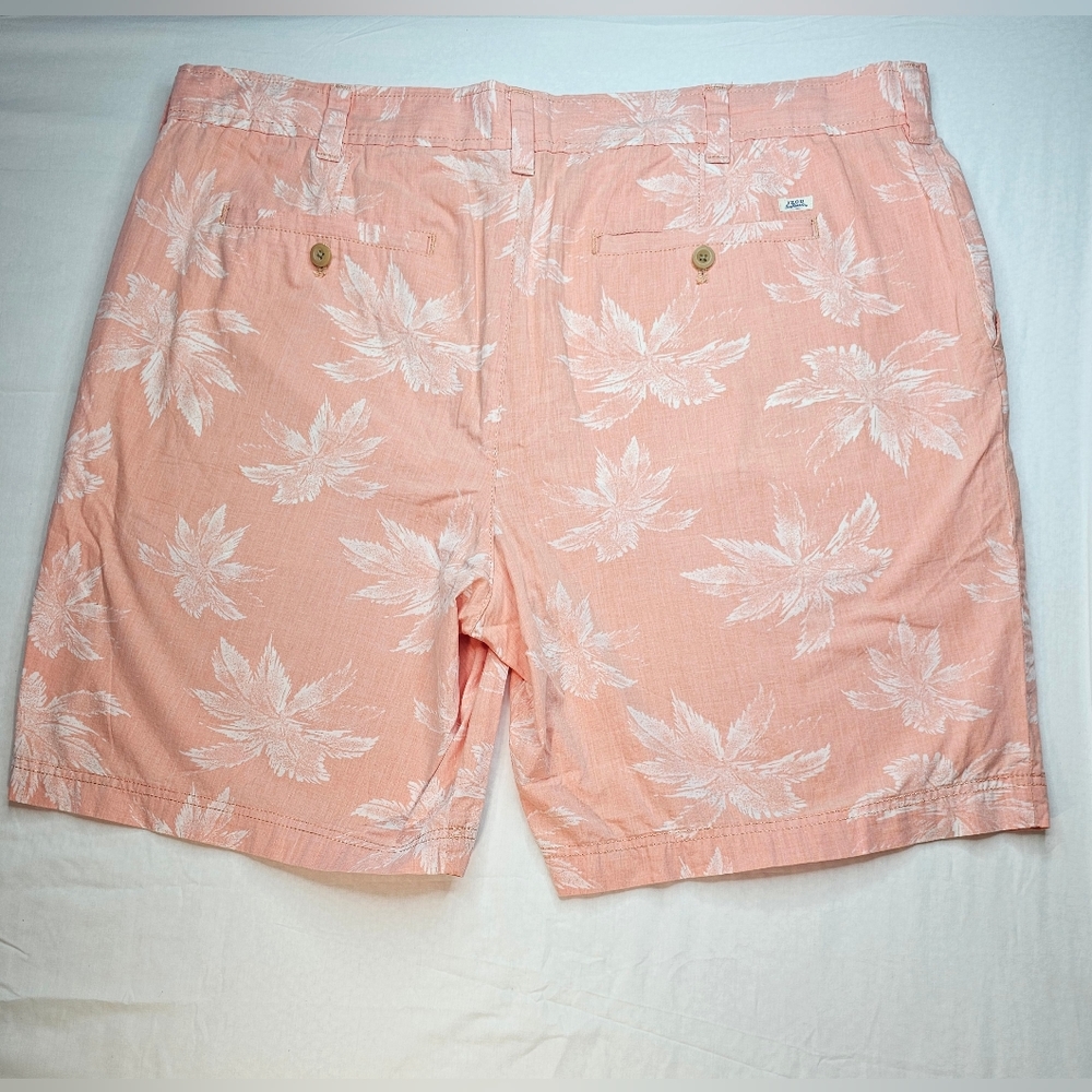 IZOD Saltwater Shorts Orange Salmon Coral Tropical Palm Tree Cotton Size 42 - Picture 2 of 4